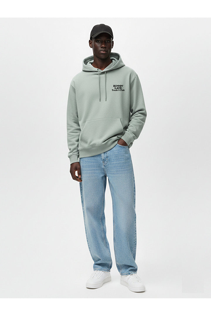 LTB Sweat-shirt vert imprimé à capuche et manches longues