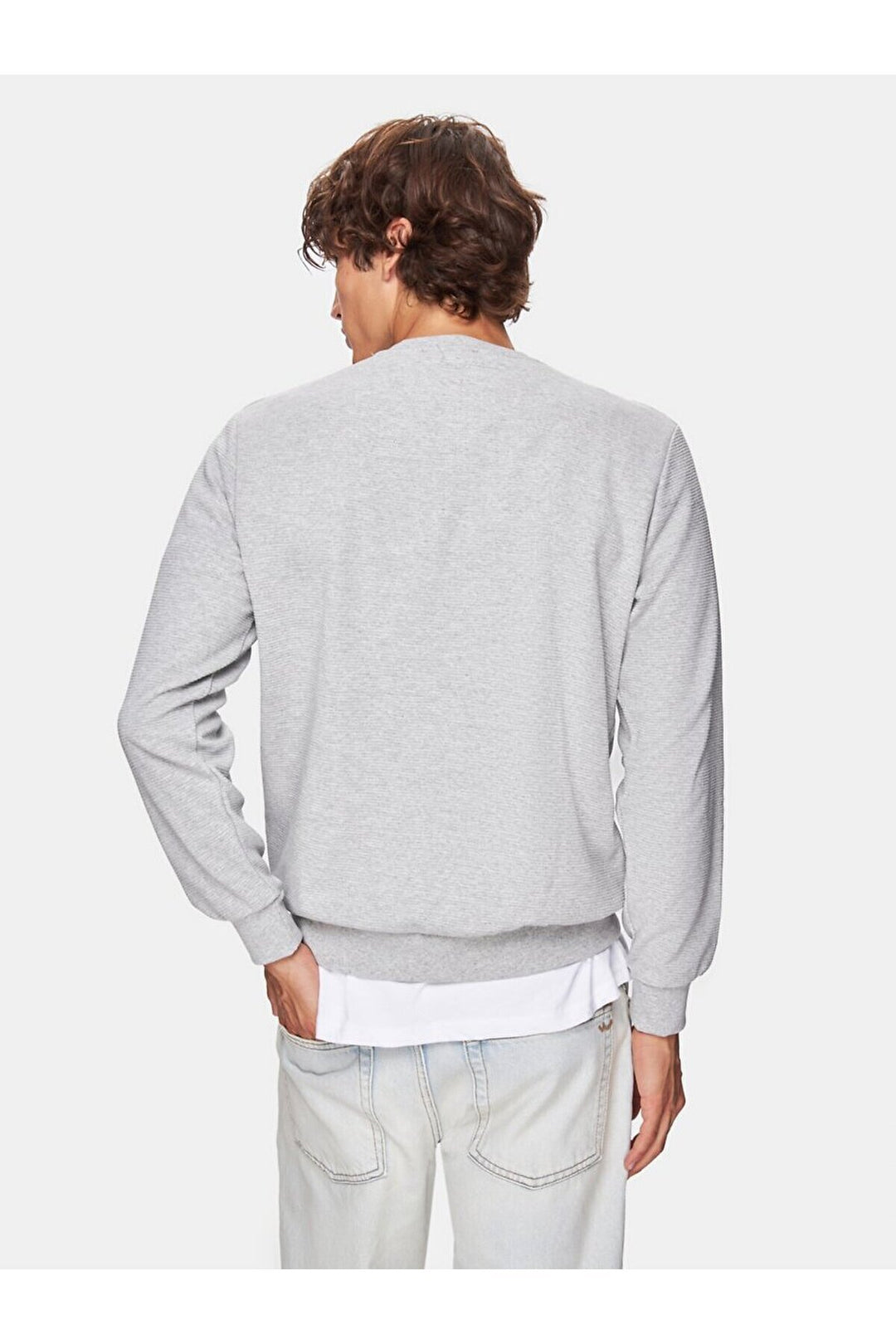 LTB Sweat-shirt gris à manches longues avec encolure en O