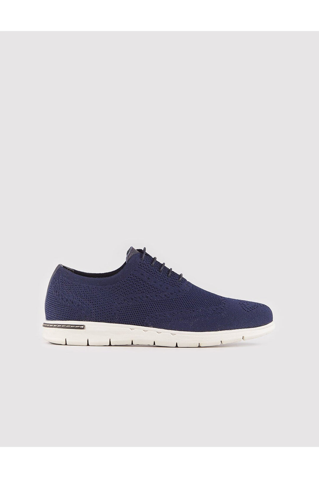 Cabani Shoes Chaussures de ville pour hommes en tricot et cuir bleu marine à lacets. - Bleu marine