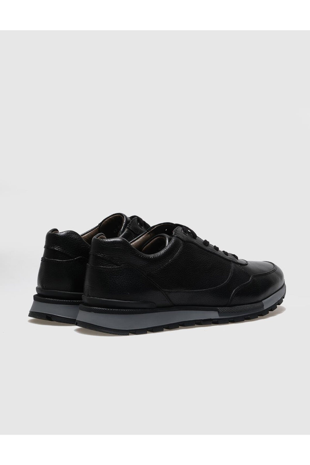 Cabani Shoes Chaussures de sport pour hommes en cuir véritable noires à lacets - Noir
