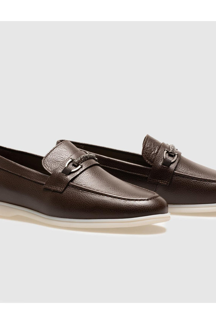 Cabani Shoes Chaussures de ville pour hommes en cuir véritable marron avec boucle - Marron