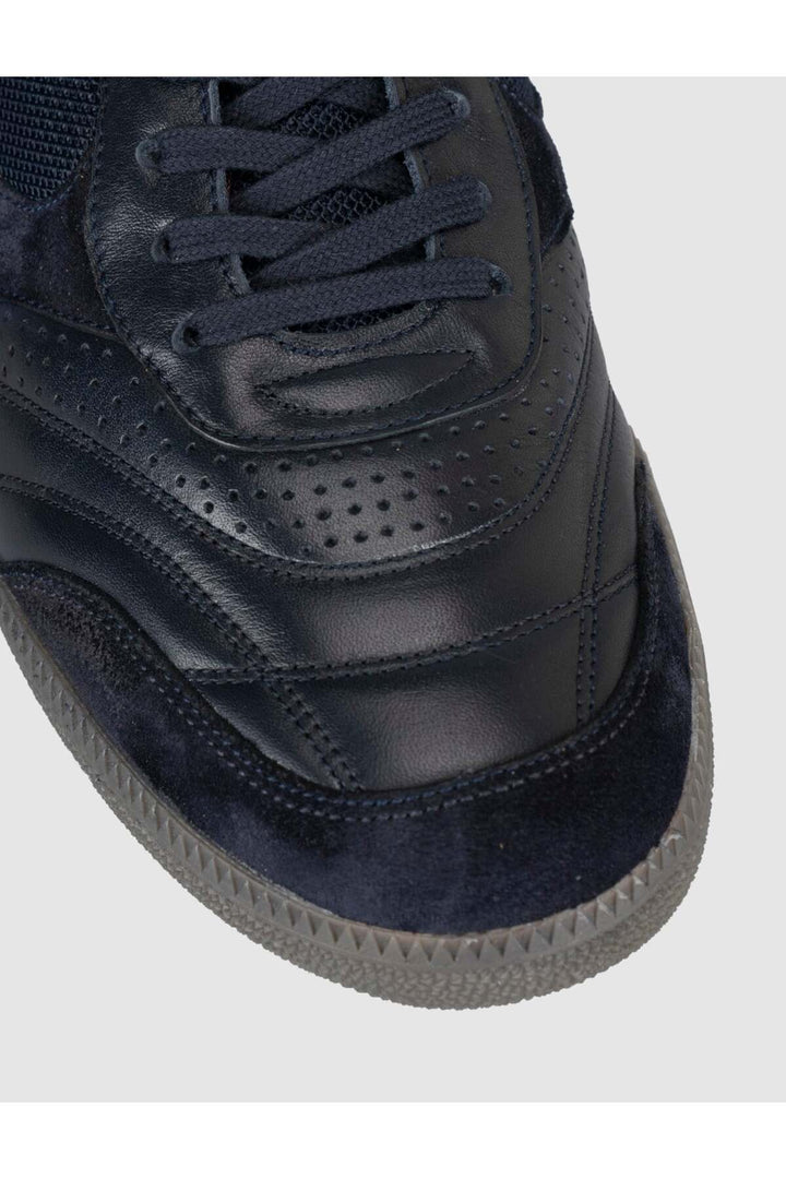 Cabani Shoes Sneaker décontracté pour homme en cuir véritable - Bleu marine
