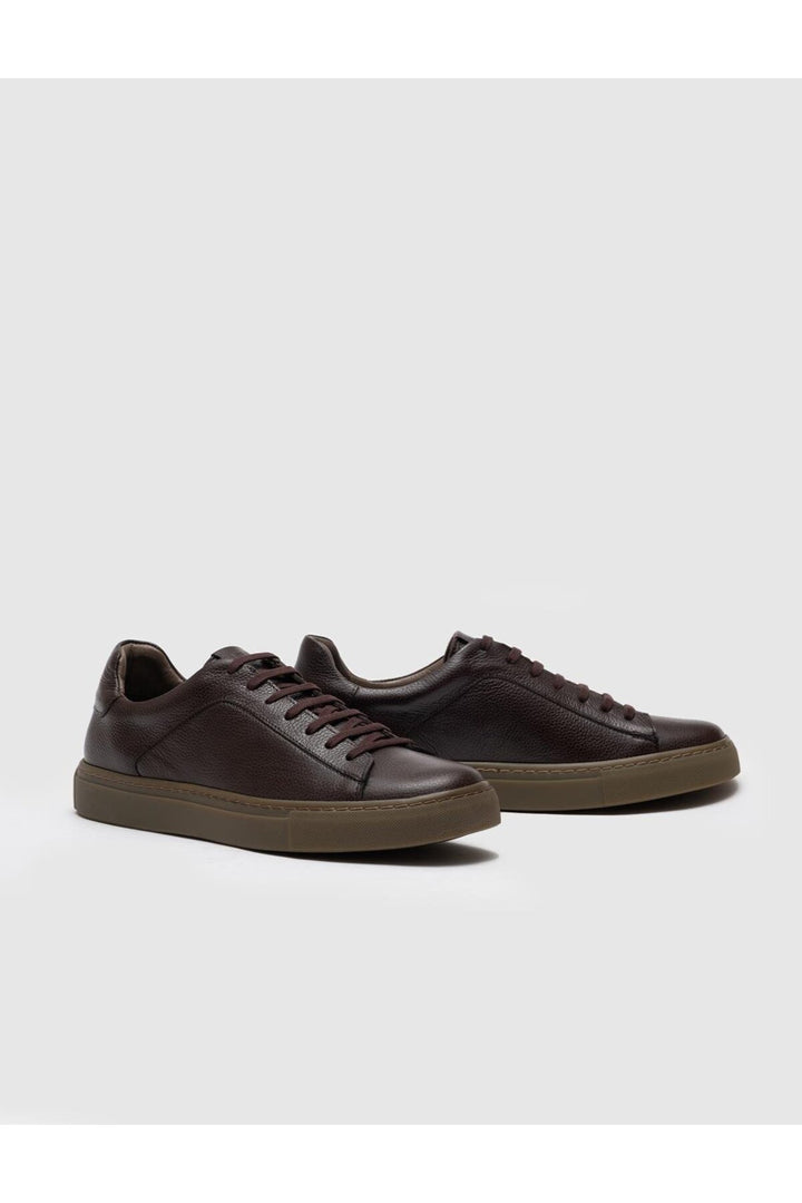 Cabani Shoes Chaussures de sport pour hommes en cuir véritable marron à lacets - Marron