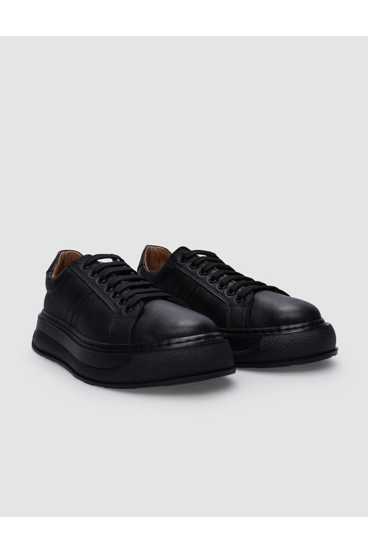 Cabani Shoes Chaussures de sport pour femmes en cuir véritable noir à lacets 100% - Multicolore
