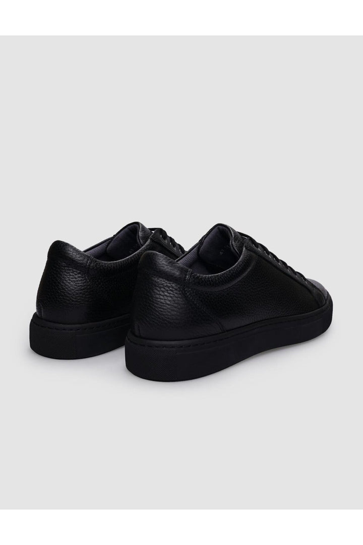 Cabani Shoes Chaussures de sport pour hommes en cuir véritable noires à lacets - Noir
