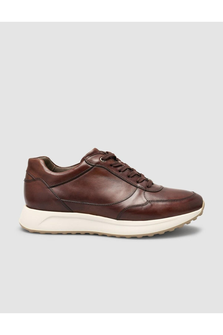 Cabani Shoes Laurino Chaussures de sport pour hommes en cuir véritable 100% marron à lacets - Marron