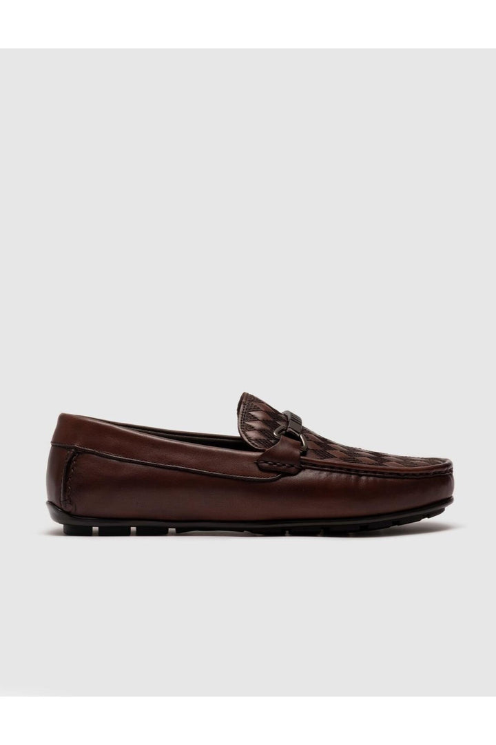 Cabani Shoes Chaussures Loafer pour Homme en Cuir Véritable Marron avec Ceinture - Marron