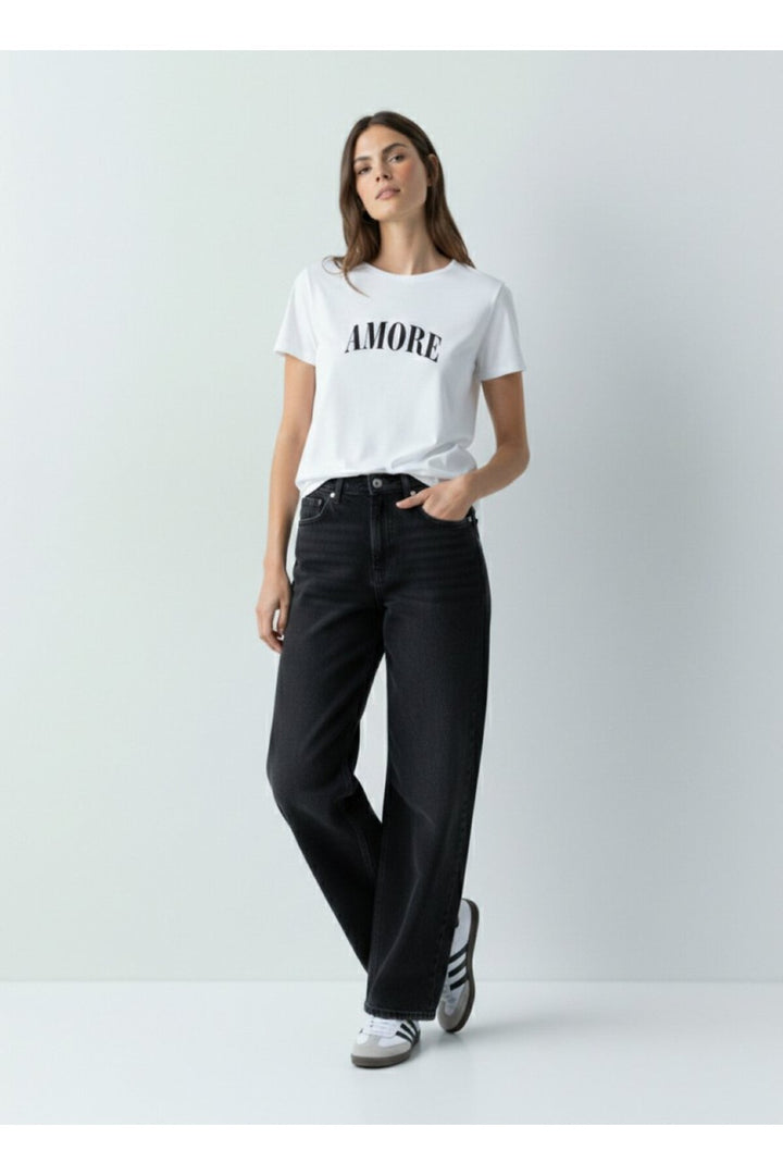 LTB T-shirt Blanc Relaxed Imprimé Amoure - Blanc