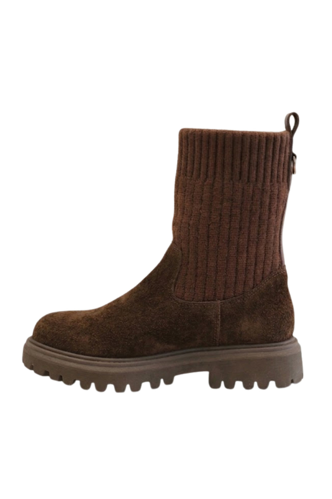 Wavelys RIVER Bottes en cuir suédé véritable marron à détails tressés, faciles à enfiler et chaudes. - Marron