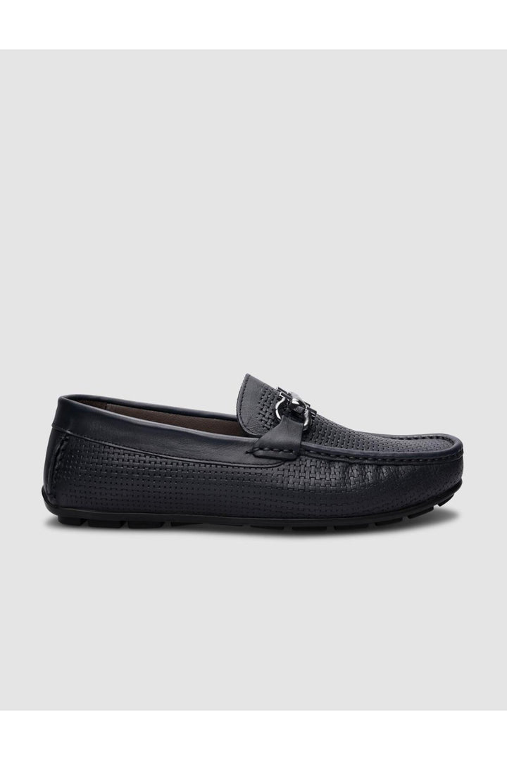 Cabani Shoes %100 Cuir Véritable Mocassins Pour Hommes En Tressé Bleu Marine - Bleu marine