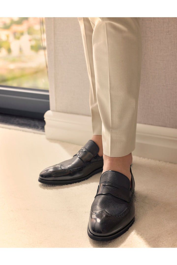 Cabani Shoes Chaussures classiques pour hommes en cuir véritable noir à ouverture 100% - Multicolore