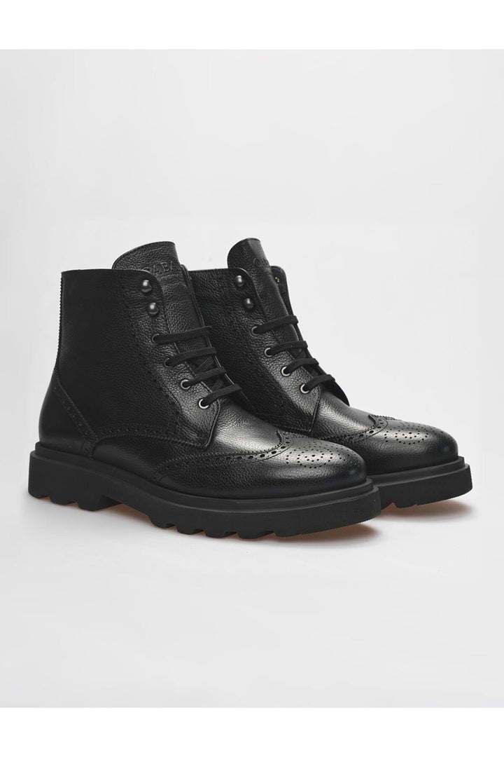 Cabani Shoes Bottines pour hommes en cuir véritable noires à lacets et fermeture éclair - Multicolore