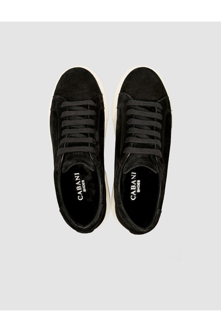 Cabani Shoes %100 Cuir Suédé Noir Doublé en Fourrure Baskets à Lacets - Multicolore