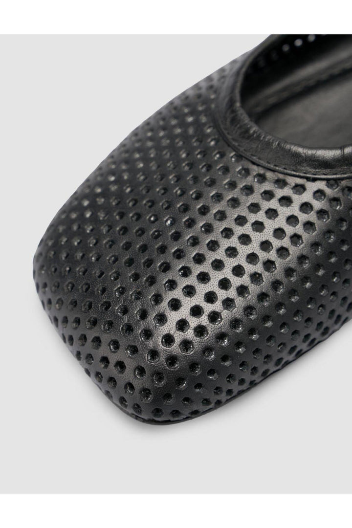 Cabani Shoes %100 Cuir véritable Ballerines noires perforées pour femmes - Noir
