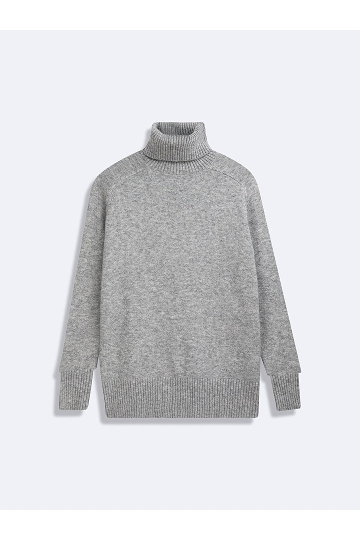 LTB Pull gris à col roulé et manches longues