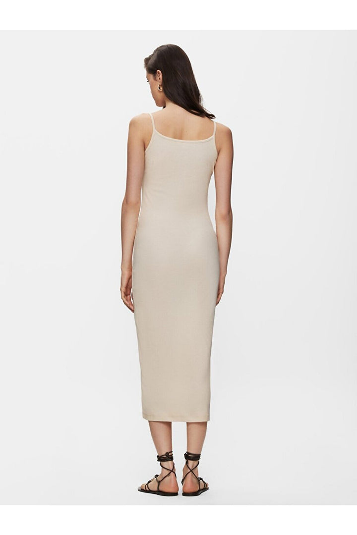 LTB Robe beige à bretelles et décolleté large - Beige_1060