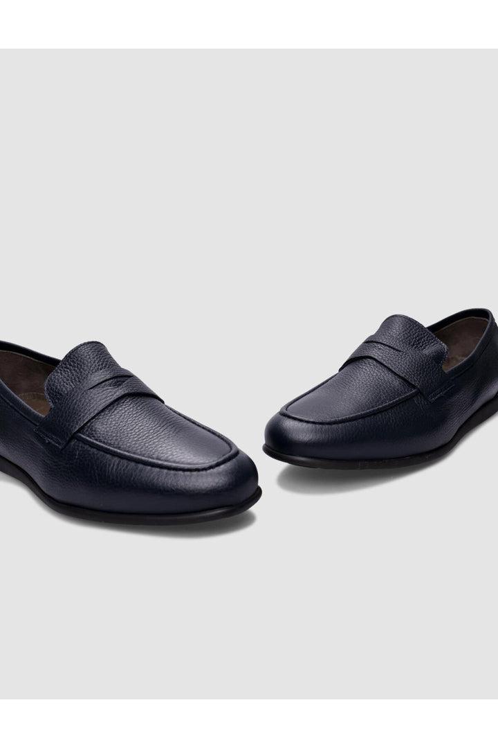 Cabani Shoes Chaussures de ville pour hommes en cuir véritable sans lacets bleu marine - Bleu marine