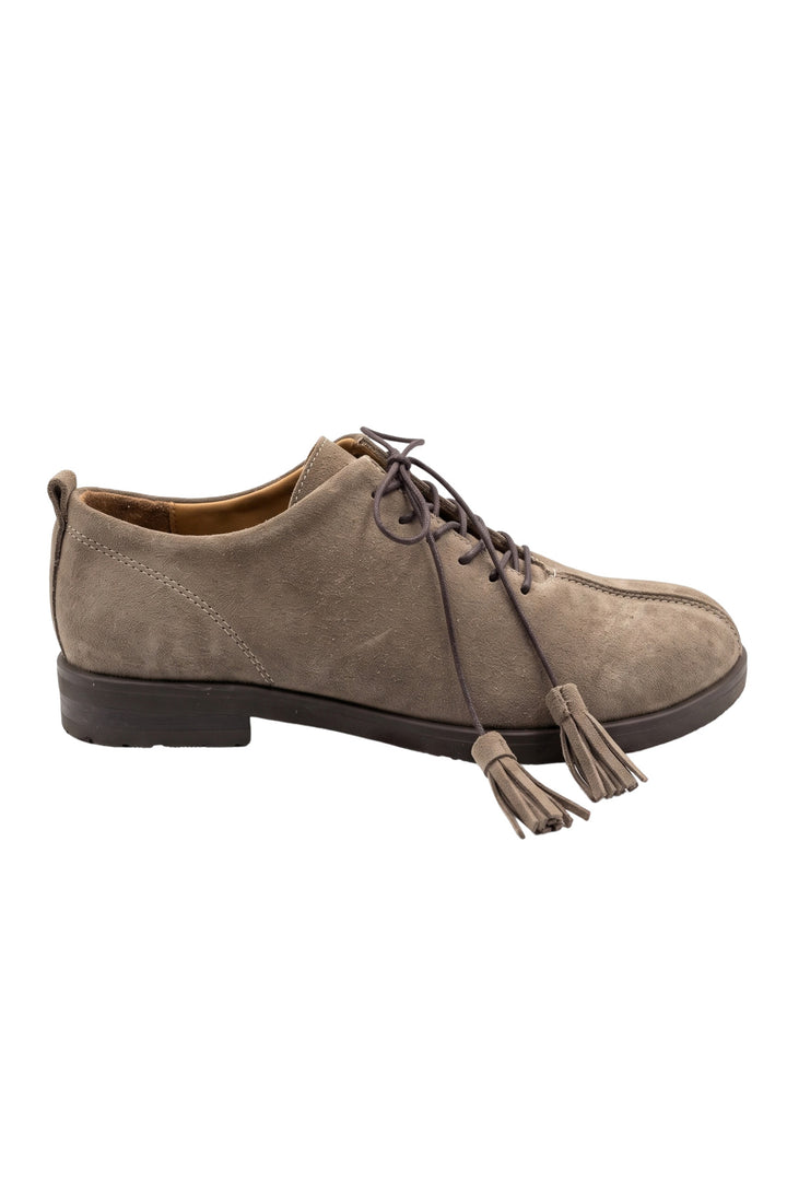Wavelys ZEN-70611 ZANTE Chaussures à talons courts en cuir véritable avec détails à franges gris - Suède sable