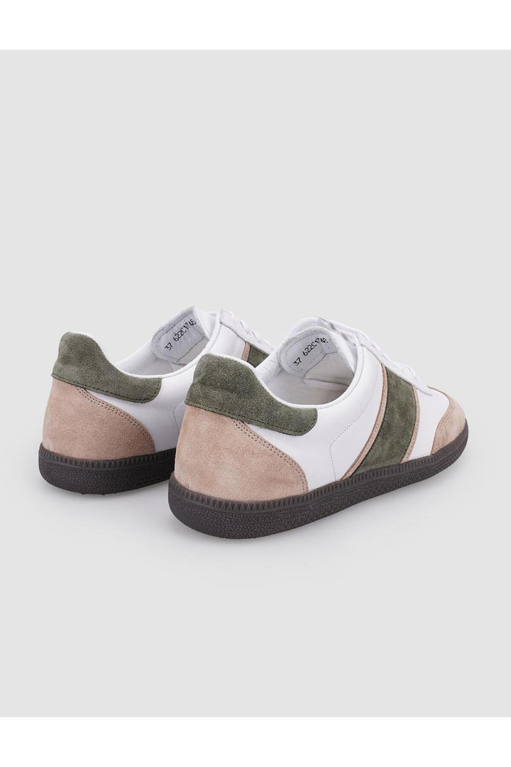 Cabani Shoes %100 Cuir véritable Baskets blanches à lacets pour femmes - Blanc