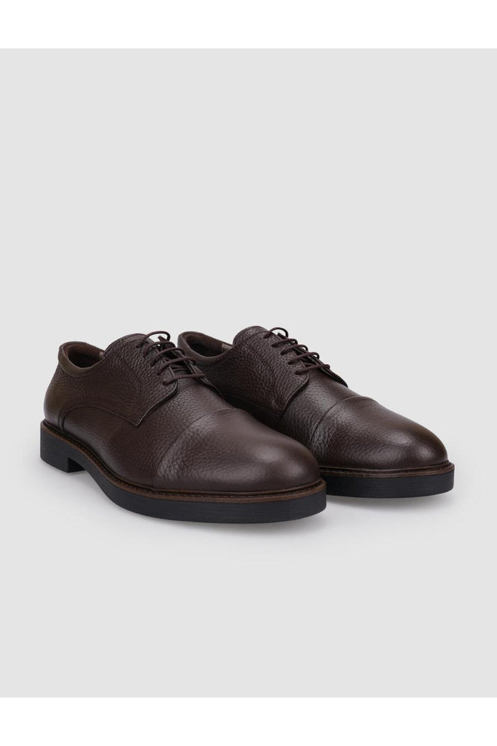 Cabani Shoes Chaussures de ville pour hommes en cuir véritable 100 % marron à lacets - Marron