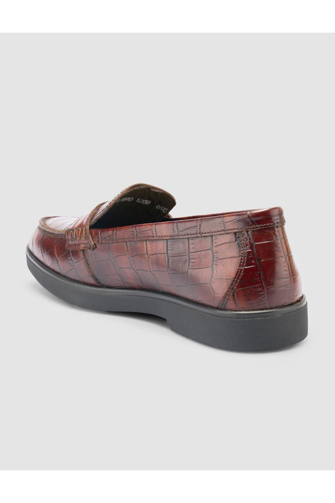 Cabani Shoes %100 Cuir Véritable Mocassins Femme Croco Marron - Multicolore
