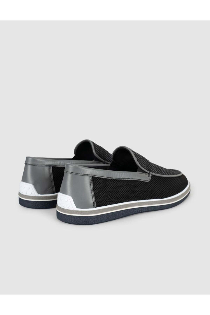 Cabani Shoes Mocassins noirs pour hommes avec détails en tricot - Multicolore