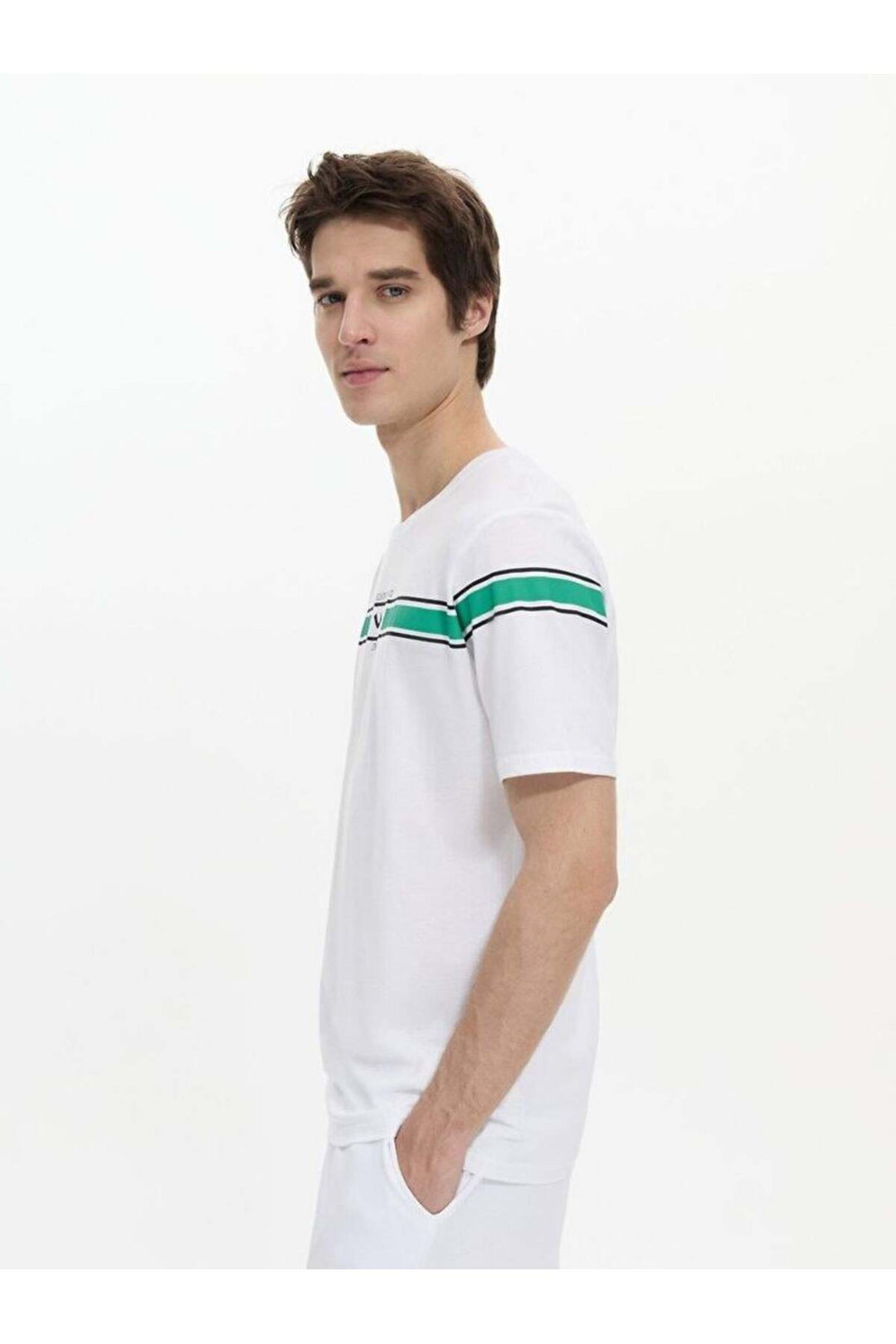 LTB T-shirt blanc classique imprimé à encolure zéro et manches courtes