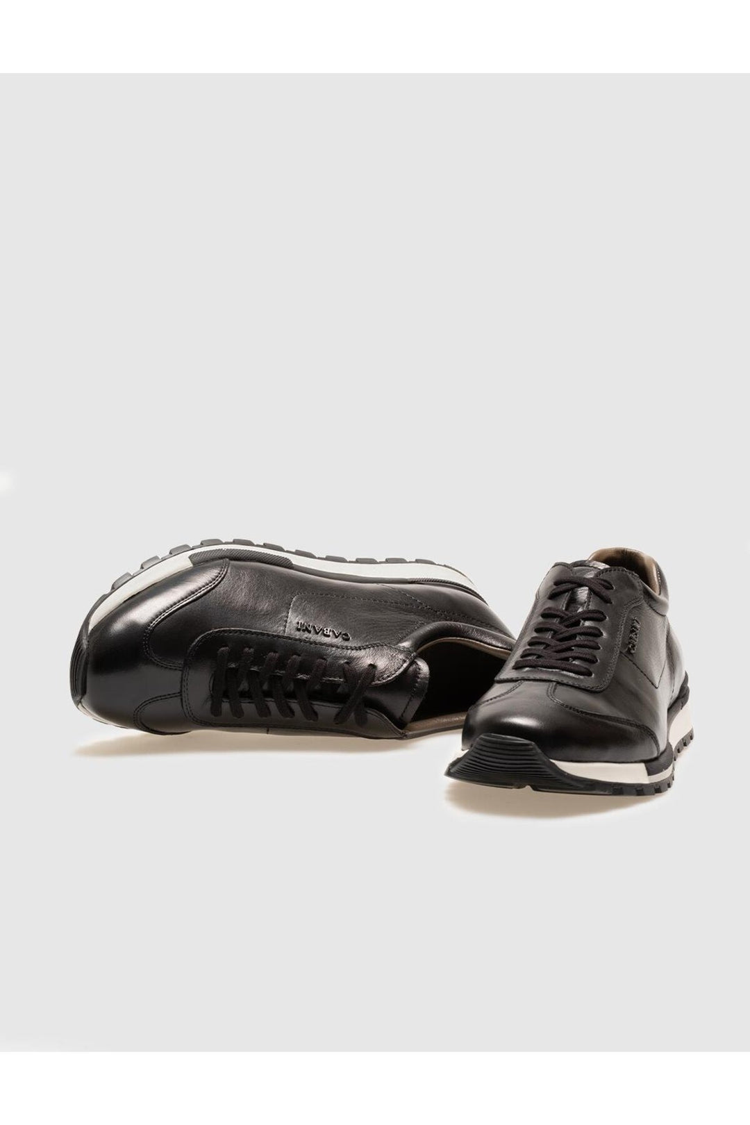 Cabani Shoes Lodi Chaussures de sport pour hommes en cuir véritable noir à lacets - Noir