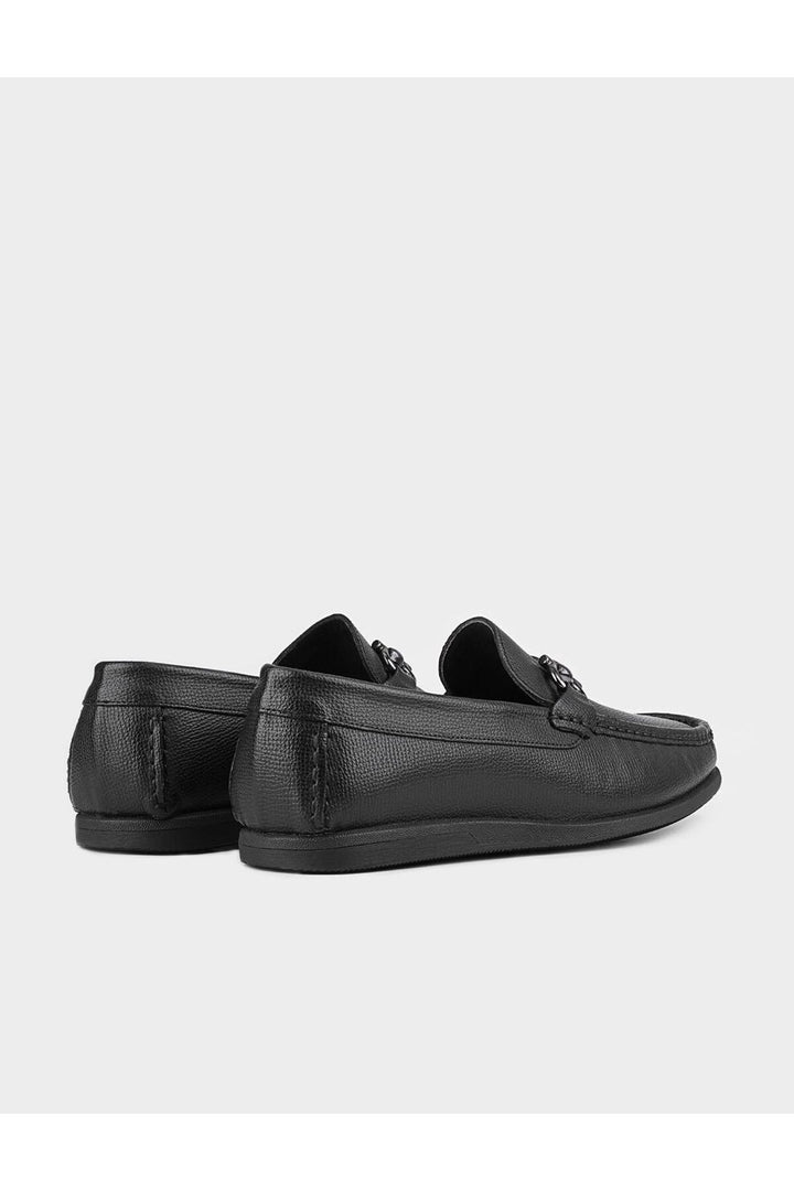 Cabani Shoes Chaussures de ville pour hommes en cuir véritable avec accessoire de boucle noire. - Noir