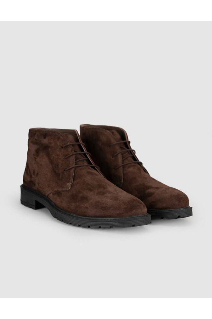 Cabani Shoes Bottines pour hommes en cuir véritable suédé marron à lacets - Multicolore