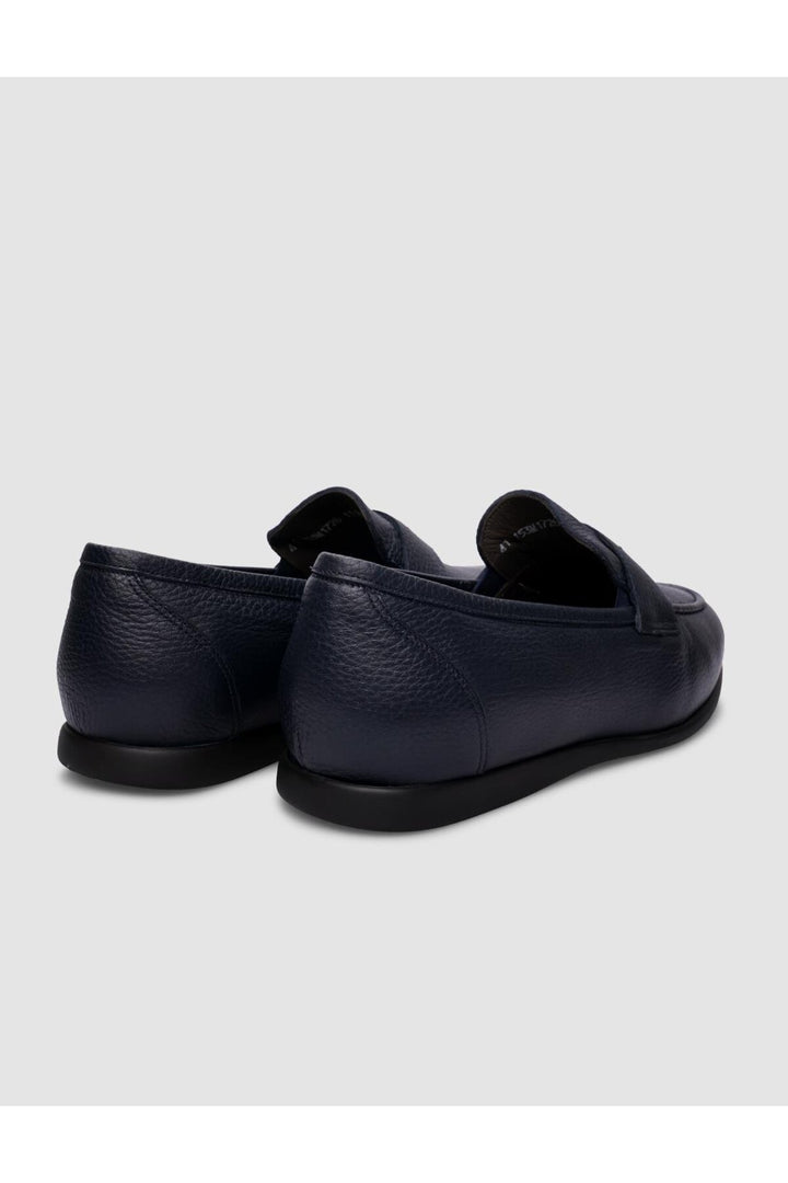 Cabani Shoes Chaussures de ville pour hommes en cuir véritable sans lacets bleu marine - Bleu marine