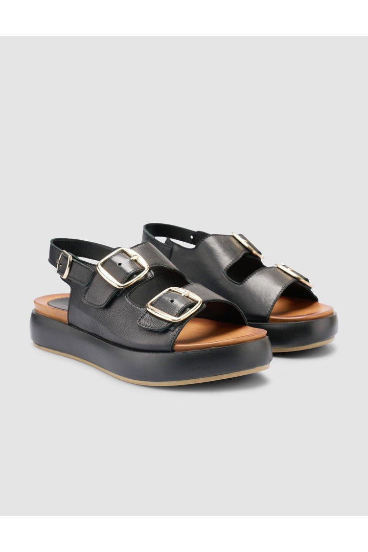 Cabani Shoes %100 Cuir véritable Sandales noires pour femmes - Multicolore