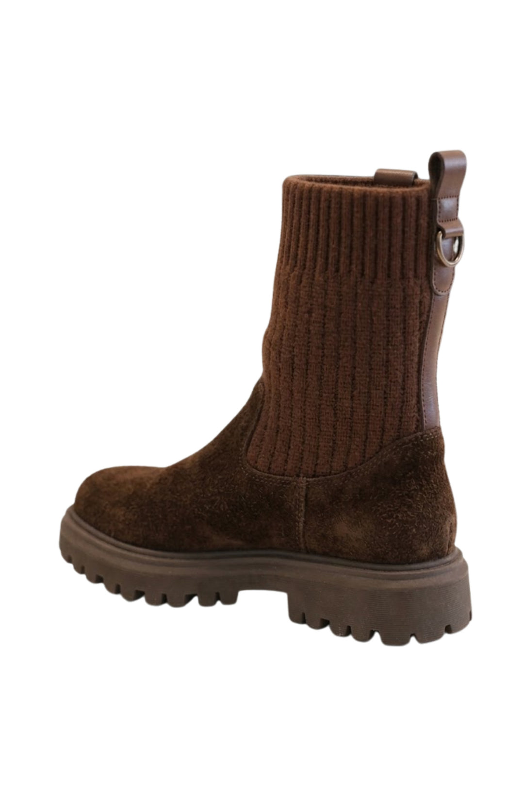 Wavelys RIVER Bottes en cuir suédé véritable marron à détails tressés, faciles à enfiler et chaudes. - Marron
