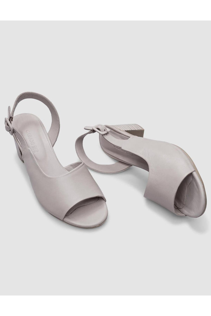 Cabani Shoes Sandales à talons pour femmes en cuir véritable gris avec détail de boucle à 100%. - Multicolore