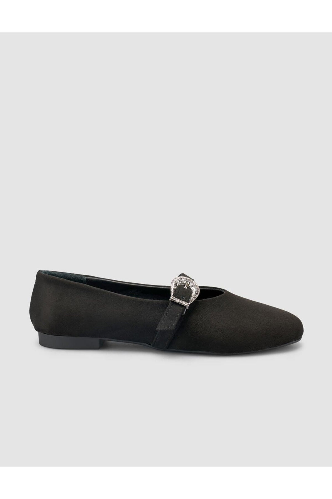 Cabani Shoes Ballerines noires pour femmes avec détail de boucle en suède Saros. - Noir