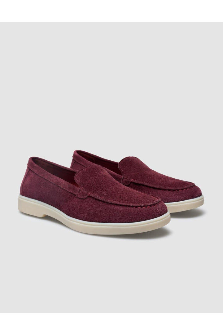 Cabani Shoes MonaMae 100% Cuir Véritable Suède Bordeaux Mocassins Femme - Bordeaux