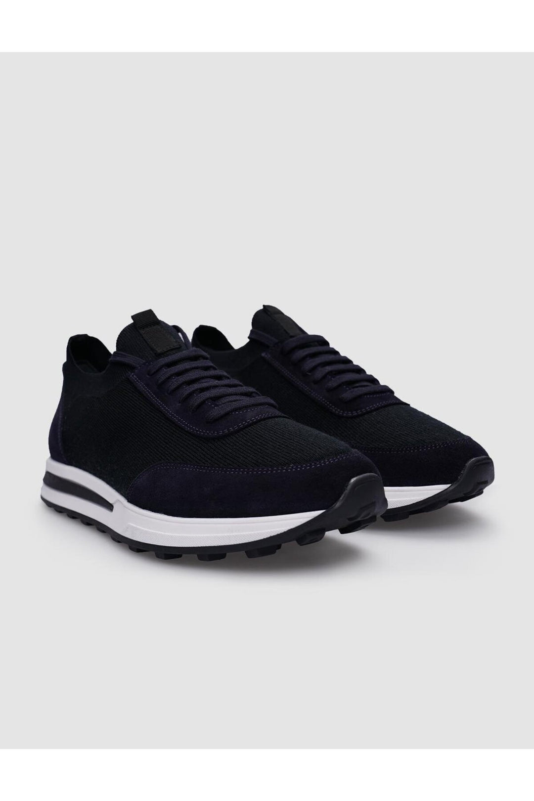 Cabani Shoes Baskets pour hommes en tricot bleu marine à lacets - Bleu marine