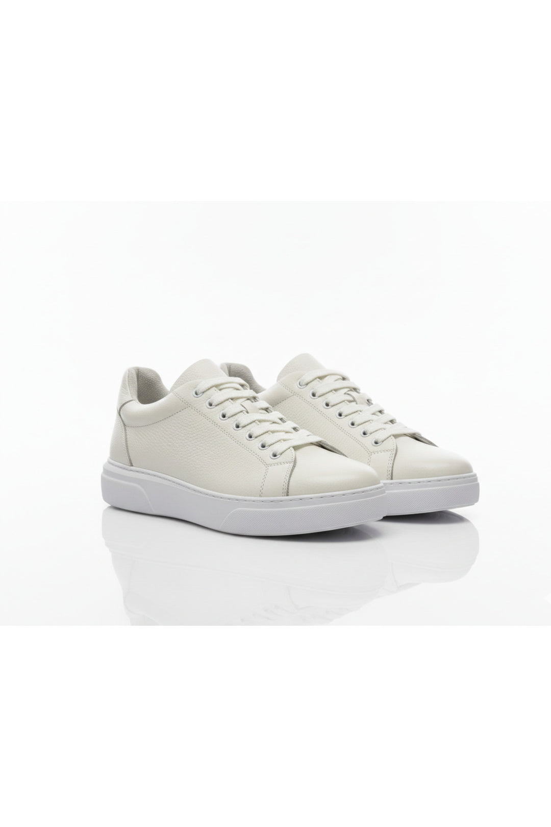 Wavelys AXIS Homme Baskets Quotidiennes en Cuir Véritable Blanc à Semelle Confort - Blanc