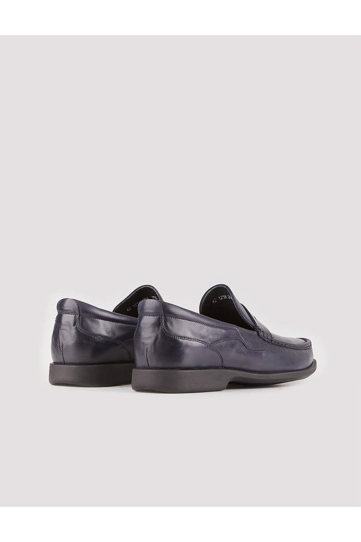 Cabani Shoes Chaussures de ville pour hommes en cuir véritable à semelle en caoutchouc antidérapante bleu marine - Bleu marine