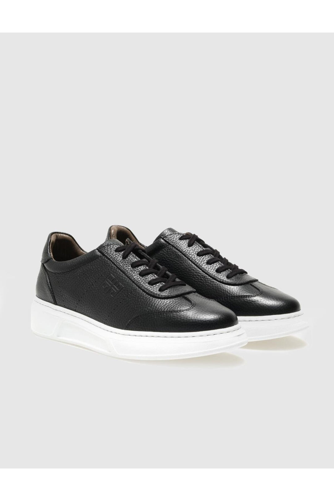 Cabani Shoes Chaussures de sport pour hommes en cuir véritable noires à lacets - Noir