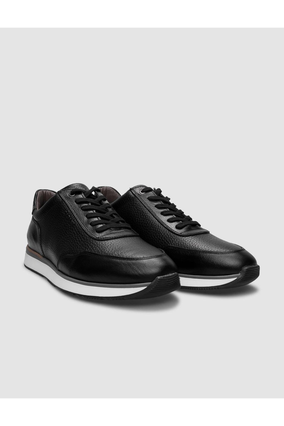 Cabani Shoes Chaussures de sport pour hommes en cuir véritable noir à lacets 100% - Noir