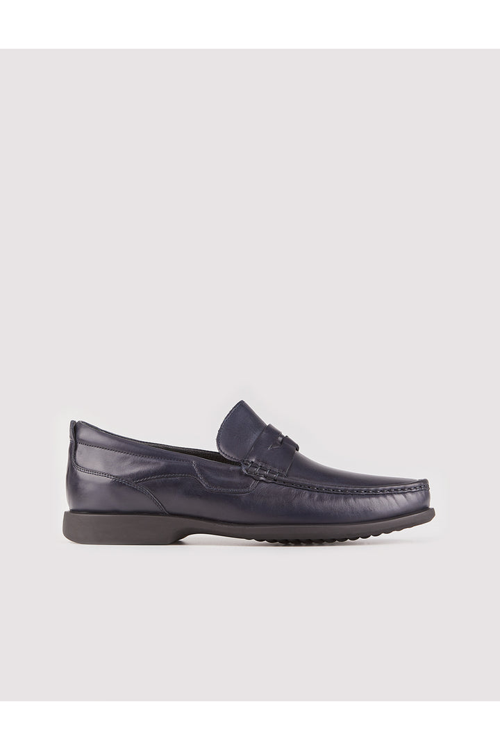 Cabani Shoes Chaussures de ville pour hommes en cuir véritable bleu marine mocassins - Bleu marine