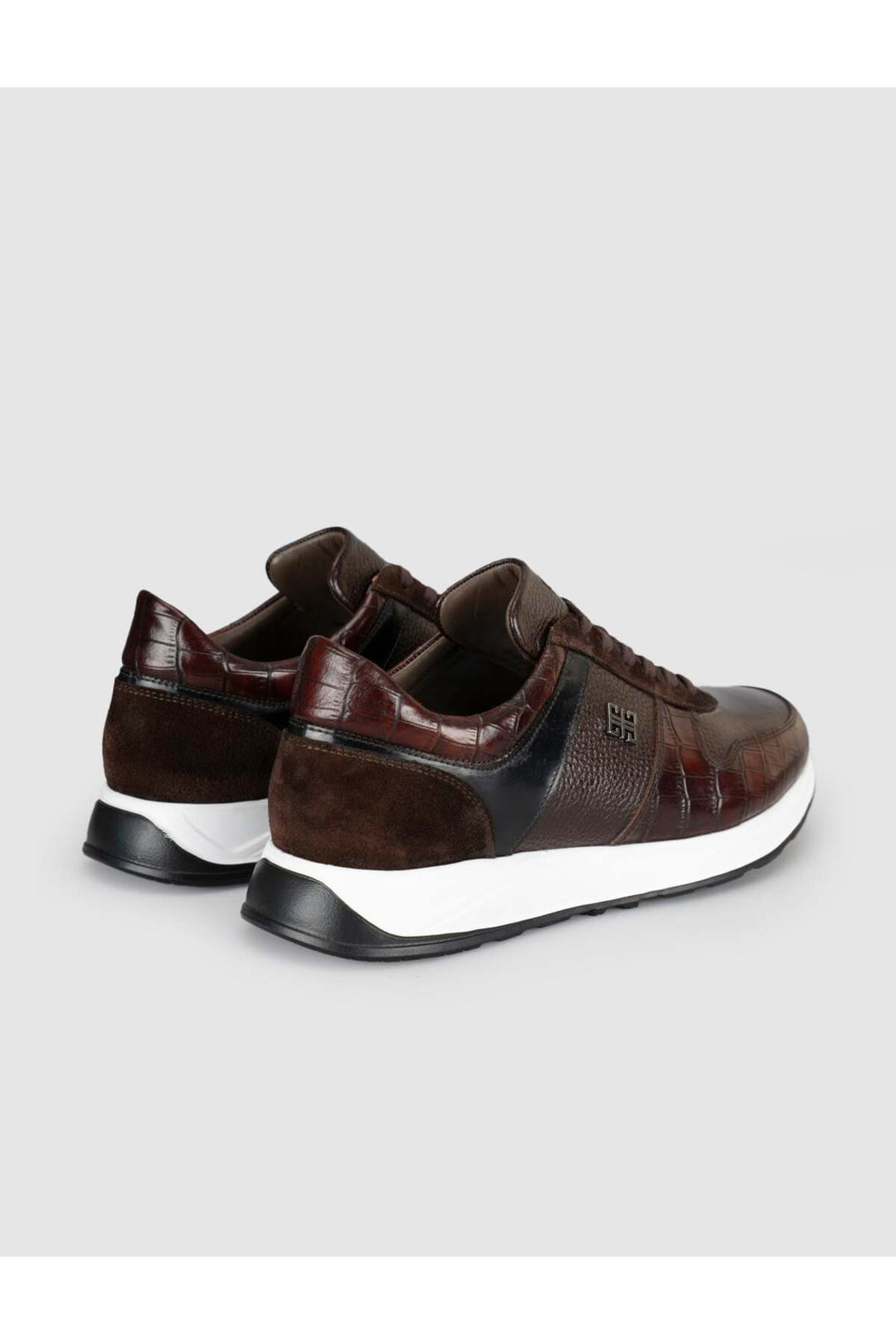 Cabani Shoes Baskets pour hommes en cuir véritable marron à lacets - Marron