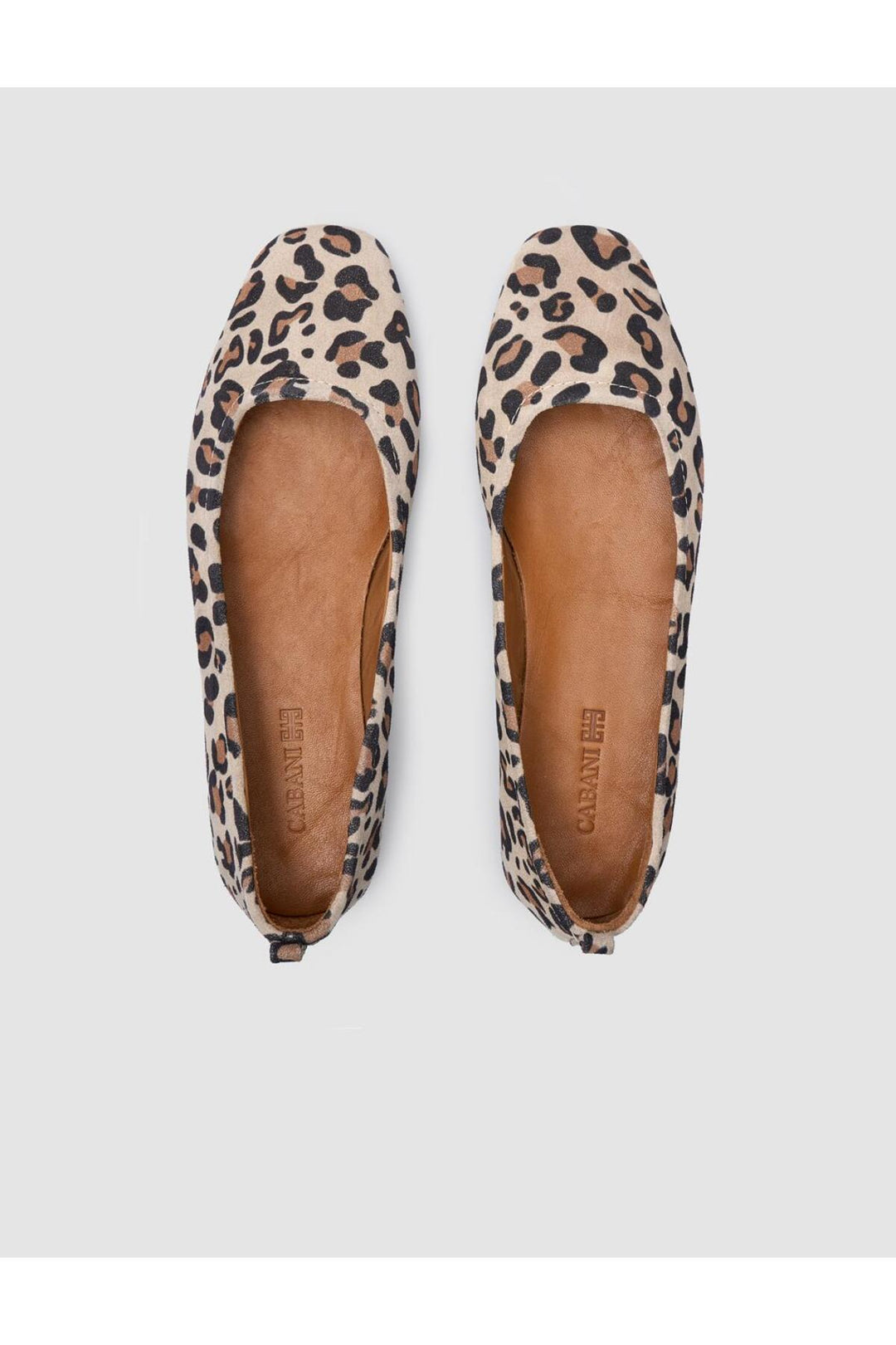 Cabani Shoes %100 Cuir véritable Ballerines léopard beige pour femmes - Beige