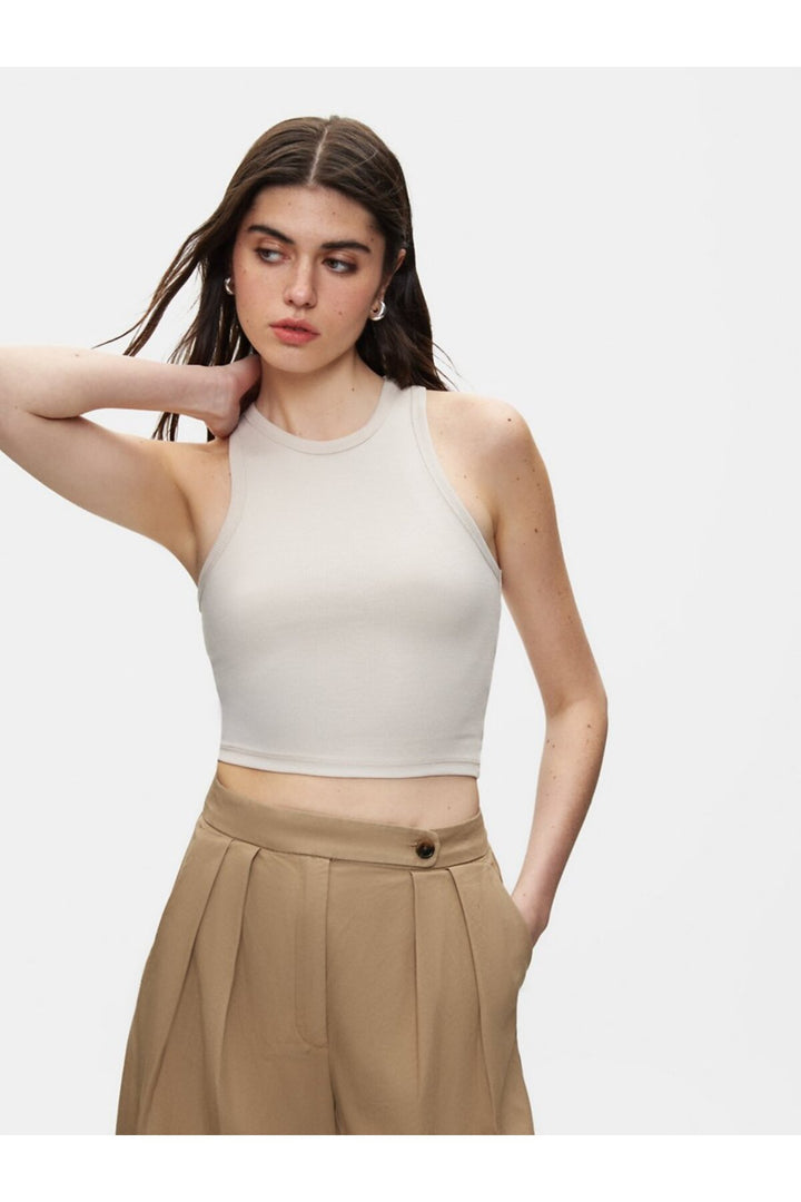 LTB Bracelet court beige à manches courtes et col rond