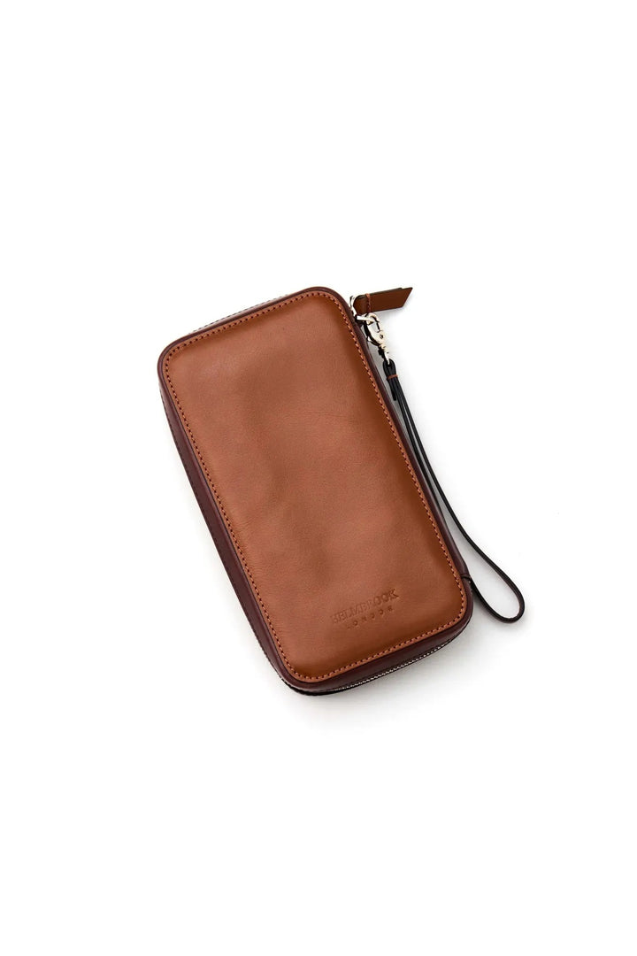 Helmbrook Sac à main en cuir véritable Bracelet Poche avant RFID Protégé Carlye Khaki Tan