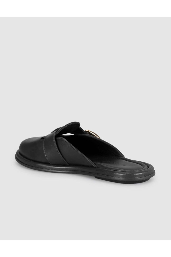 Cabani Shoes Sandales en cuir véritable noires à boucle pour femmes - Multicolore