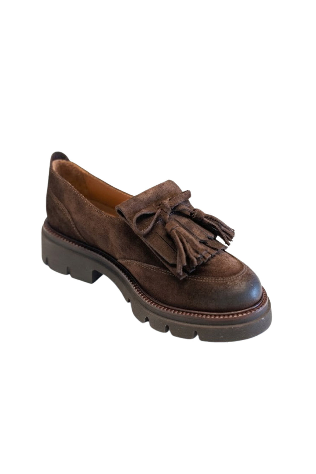 Wavelys ELCHE Mocassin élégant en cuir suédé véritable marron avec effet de brûlure spécial - Marron