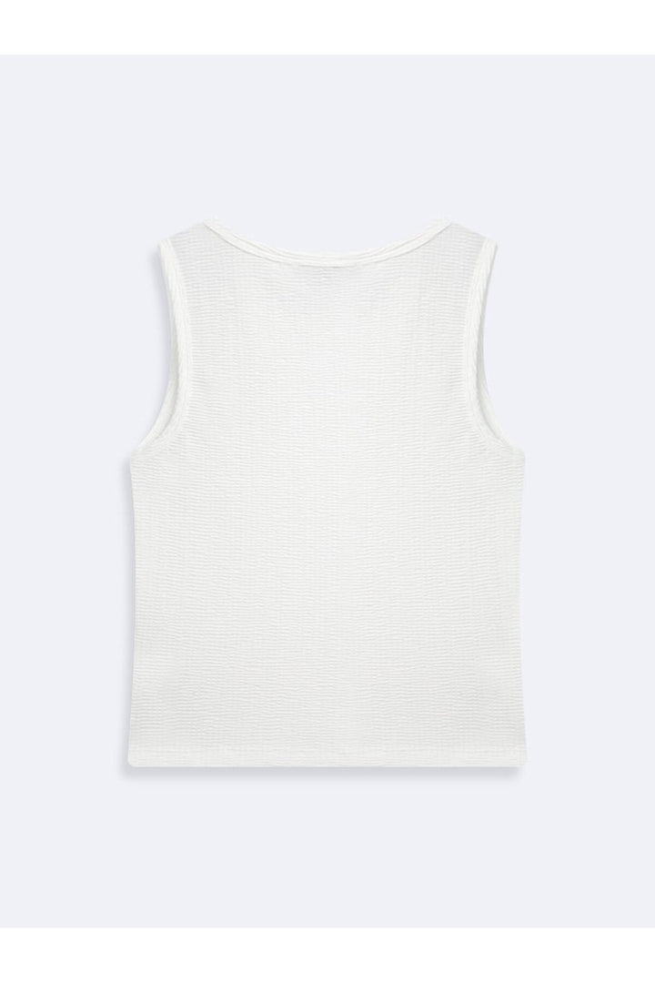 LTB Singlet blanc basique sans manches à col zéro