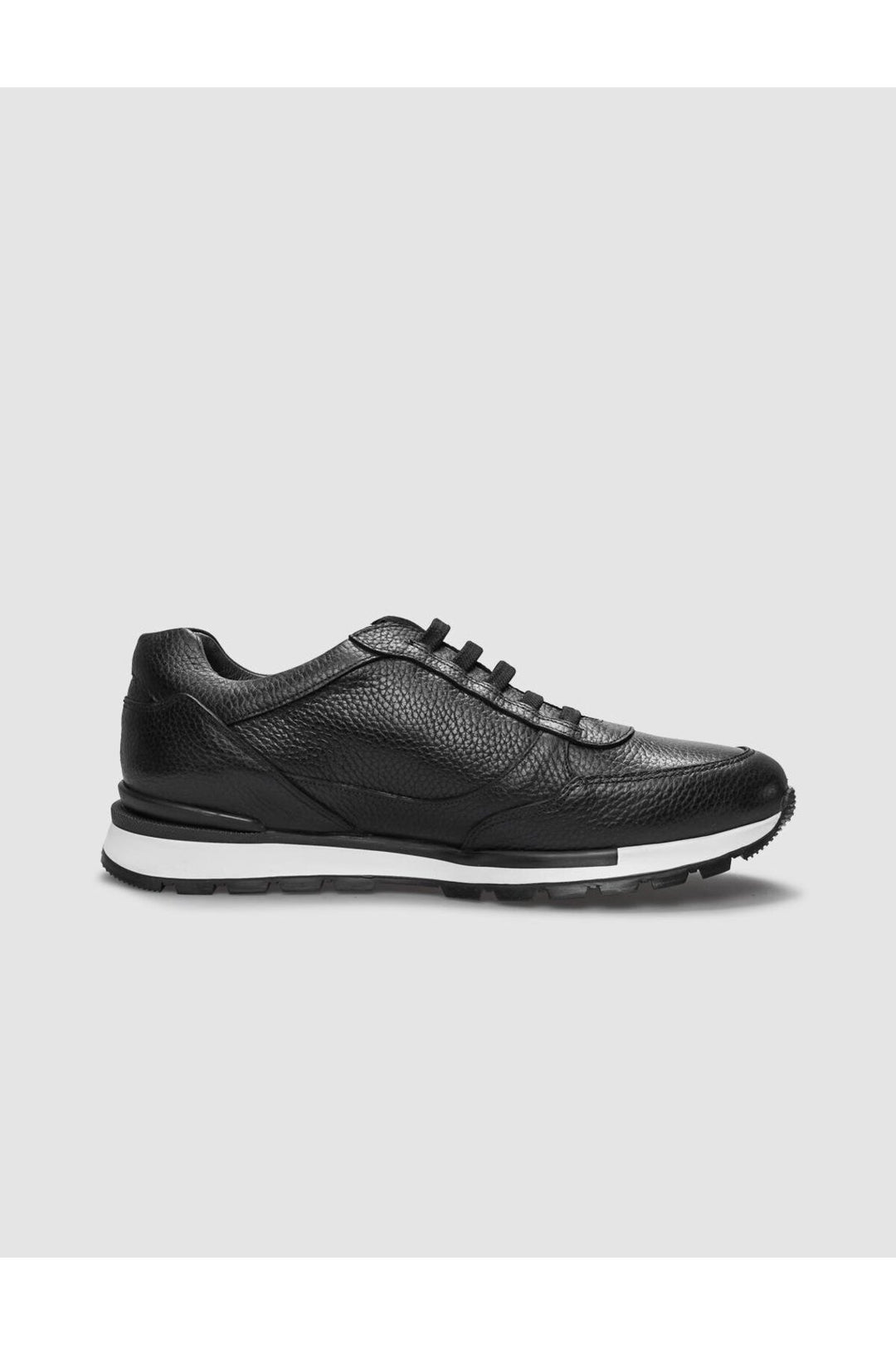 Cabani Shoes Laganza Chaussures de sport pour hommes en cuir véritable noir et blanc à lacets (120021-2236) - Noir
